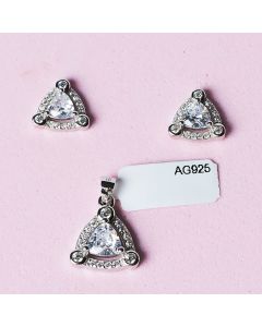 Set cercei si pandantiv din argint 925 rodiat cu pietre cubic zirconia