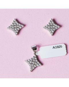 Set cercei si pandantiv din argint 925 rodiat cu pietre cubic zirconia