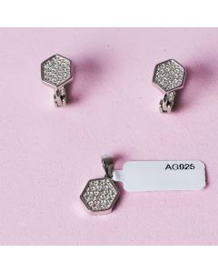 Set cercei si pandantiv din argint 925 rodiat cu pietre cubic zirconia