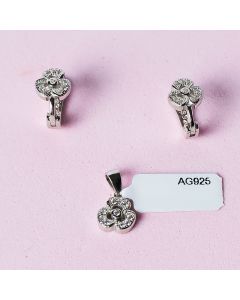 Set cercei si pandantiv din argint 925 rodiat cu pietre cubic zirconia