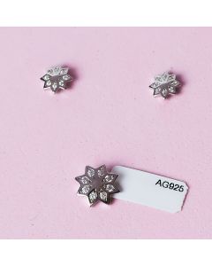 Set cercei si pandantiv din argint 925 rodiat cu pietre cubic zirconia Floare