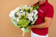 Buchet elegant cu hortensie, crin și tuberoze