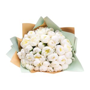 Buchet 55 bujori albi
